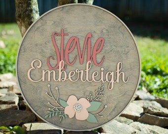 Personalized Name Wood Sign, Round Personalized Baby Name Sign, Custom Name Nursery Sign, Kids Name Sign, Wooden Personalized Name Sign