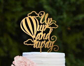 Birthday Party Up Up And Away Cake Topper For Baby Shower Smash Cake Gender Reveal Double Sided Glitter Cardstock