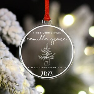 Christmas Ornaments 2024, Personalized Gift Christmas Ornament, Baby&#39;s First Christmas Ornament, New Baby Ornament, Birth Stats Ornament