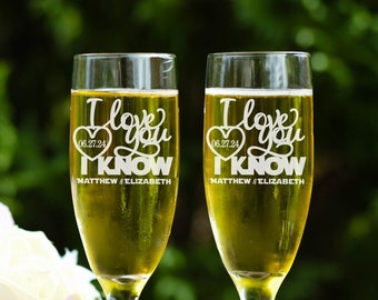 Star Wars Inspired Toasting Flutes - I Love You I Know Toasting Flutes - Champagne Flutes - Set of Two