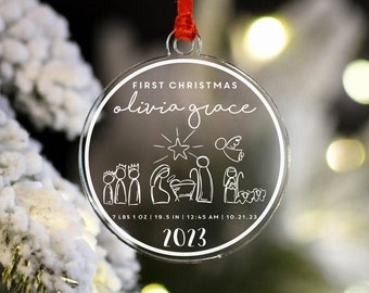 Baby's First Christmas Ornament 2023, Custom Ornament, New Baby Gift Ornament, Personalized Baby Ornament, Nativity Ornament, Christmas Gift