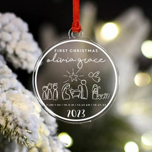 Baby&#39;s First Christmas Ornament 2024, Custom Ornament, New Baby Gift Ornament, Personalized Baby Ornament, Nativity Ornament, Christmas Gift