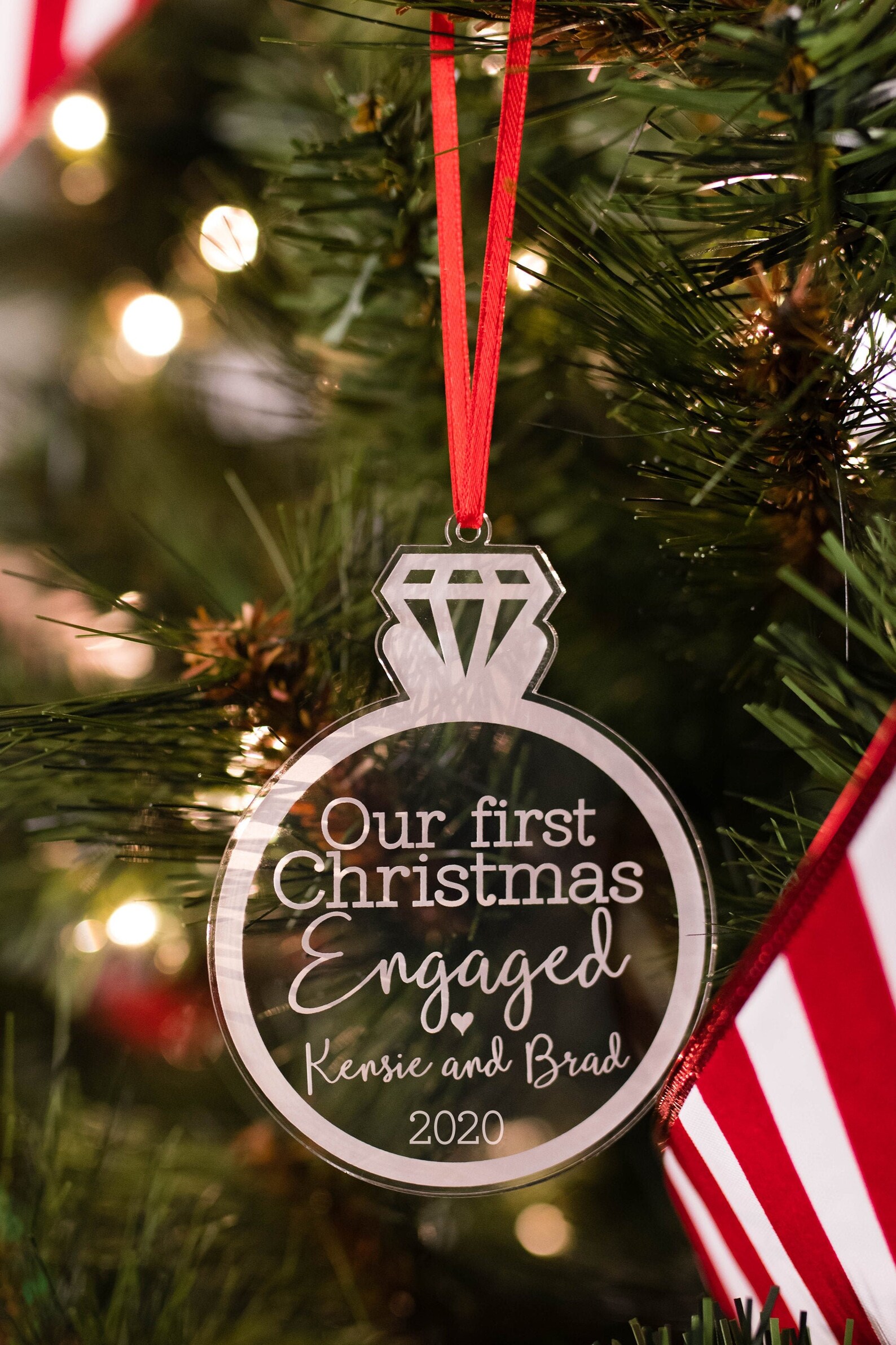Our First Christmas Engaged Ornament Personalized Etsy