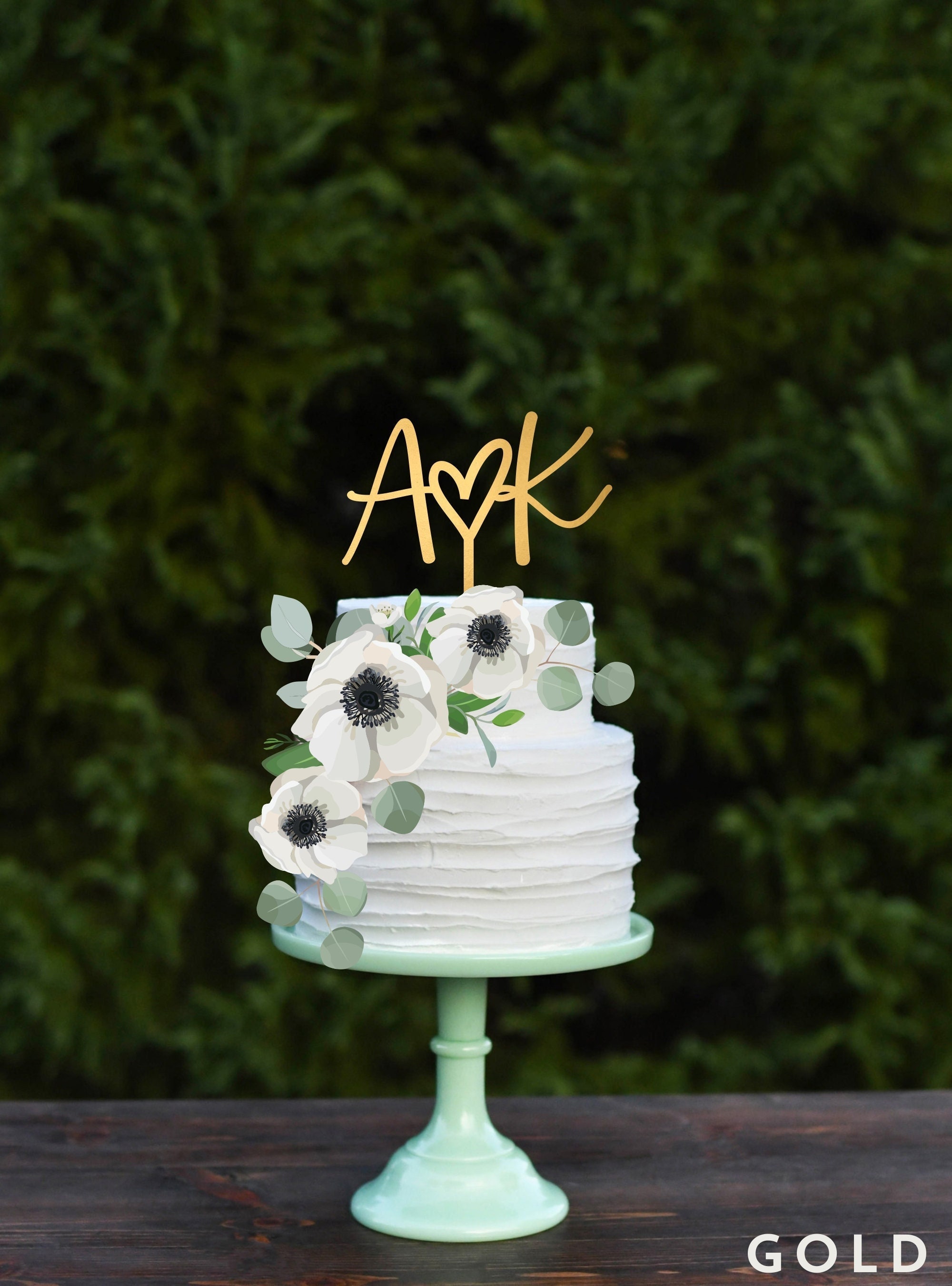 Initial Wedding Cake Topper Mr and Mrs Cake Topper Personalized Cake Topper Wedding Cake Decor Rustic Cake Topper Gold Topper