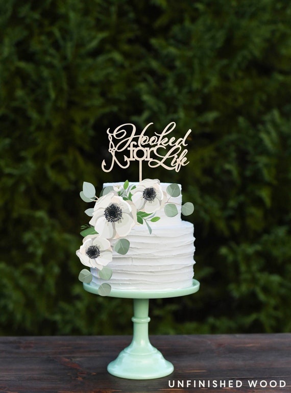 Fishing Wedding Cake Topper, Hooked for Life Wedding Cake Topper
