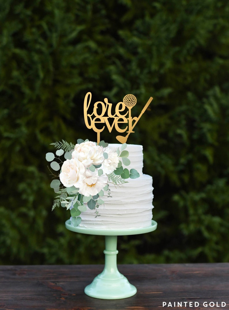 Golf Wedding Cake Topper Fore Ever Golf Cake Topper Golfer Etsy