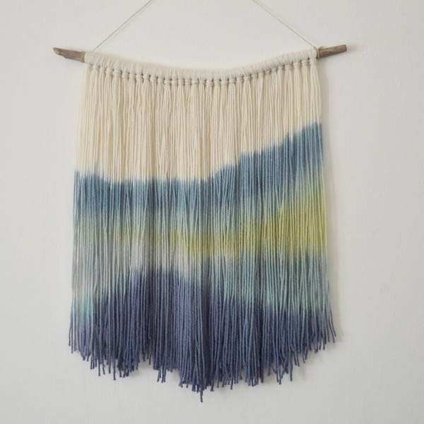 Hand Dyed Wall Hanging - Dip Dyed Yarn Tapestry- Boho Wall Hanging - Boho Decor