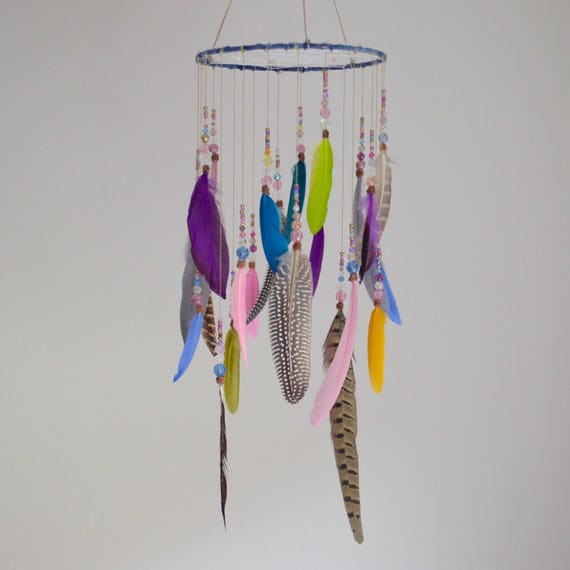 Items similar to Feather Mobile Dream Catcher Mobile Baby Mobile