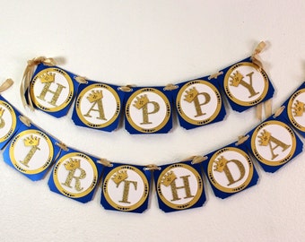 Prince Theme Happy Birthday Banner, Party Supplies, Photo Props