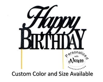 Happy Birthday Cake Topper, 1pc, Glitter Cake Topper, Birthday Decoration, Custom Cake Topper