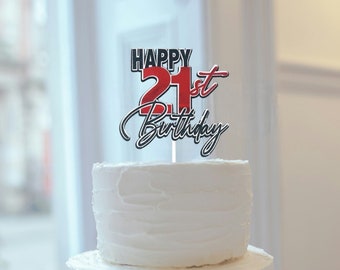 Happy 21st Birthday 3D Cake Topper | Handcrafted