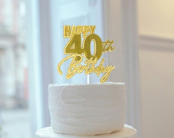 Happy 40th Birthday 3D Cake Topper | Handcrafted