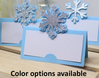 Snowflakes Place Cards, 12pcs, Winter Theme, Winter Wonderland, Food Escort Cards, Handcrafted Party Decor, Party Supplies