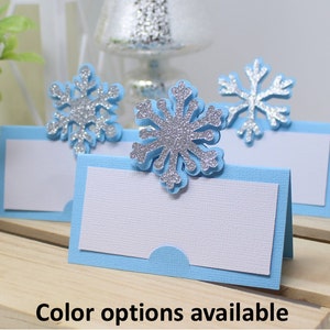 Snowflakes Place Cards, 12pcs, Winter Theme, Winter Wonderland, Food Escort Cards, Handcrafted Party Decor, Party Supplies