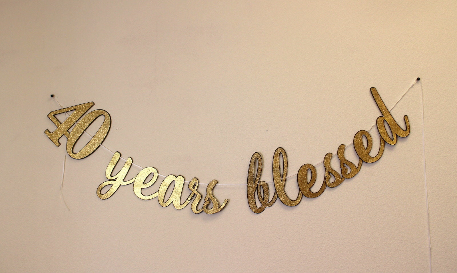 40 Years Blessed Cursive Banner 1 Set 40th Birthday 40th - Etsy