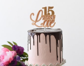 15 Years of Love 3D Cake Topper, 1 pc | 15th Anniversary