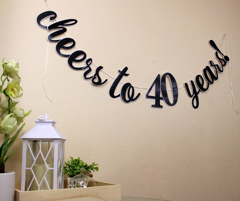 Birthday Special Occasions Banner 1 set Cheers To 40 Years Cursive Banner Glitter Anniversary