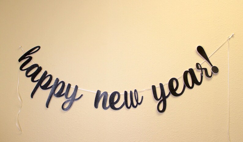Happy New Year Cursive Banner 1 set New Year's | Etsy