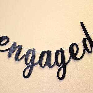 Engaged Cursive Banner, 1 Set, Engagement, Glitter, Special Occasions ...