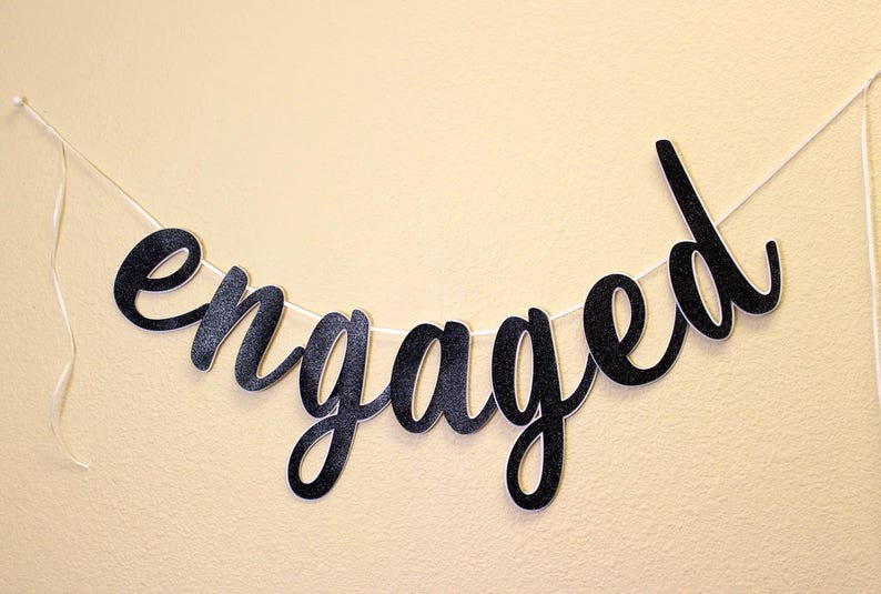 Engaged Cursive Banner 1 Set Engagement Glitter Special Etsy