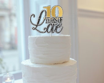10 Years of Love 3D Cake Topper, 1 pc | 10th Anniversary