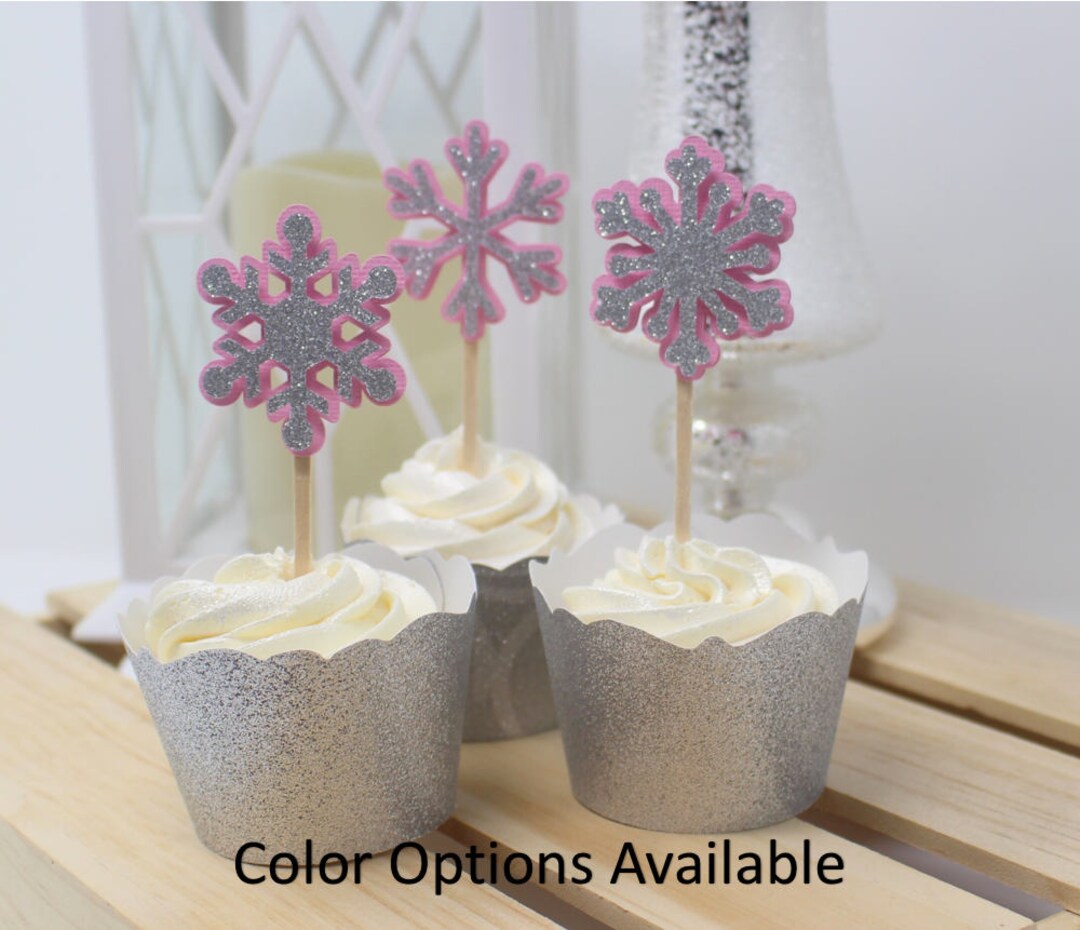Snowflakes Cupcake Toppers, 12pcs, Winter Wonderland, Winter Theme