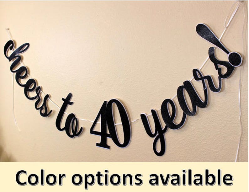 Birthday Special Occasions Banner 1 set Cheers To 40 Years Cursive Banner Glitter Anniversary
