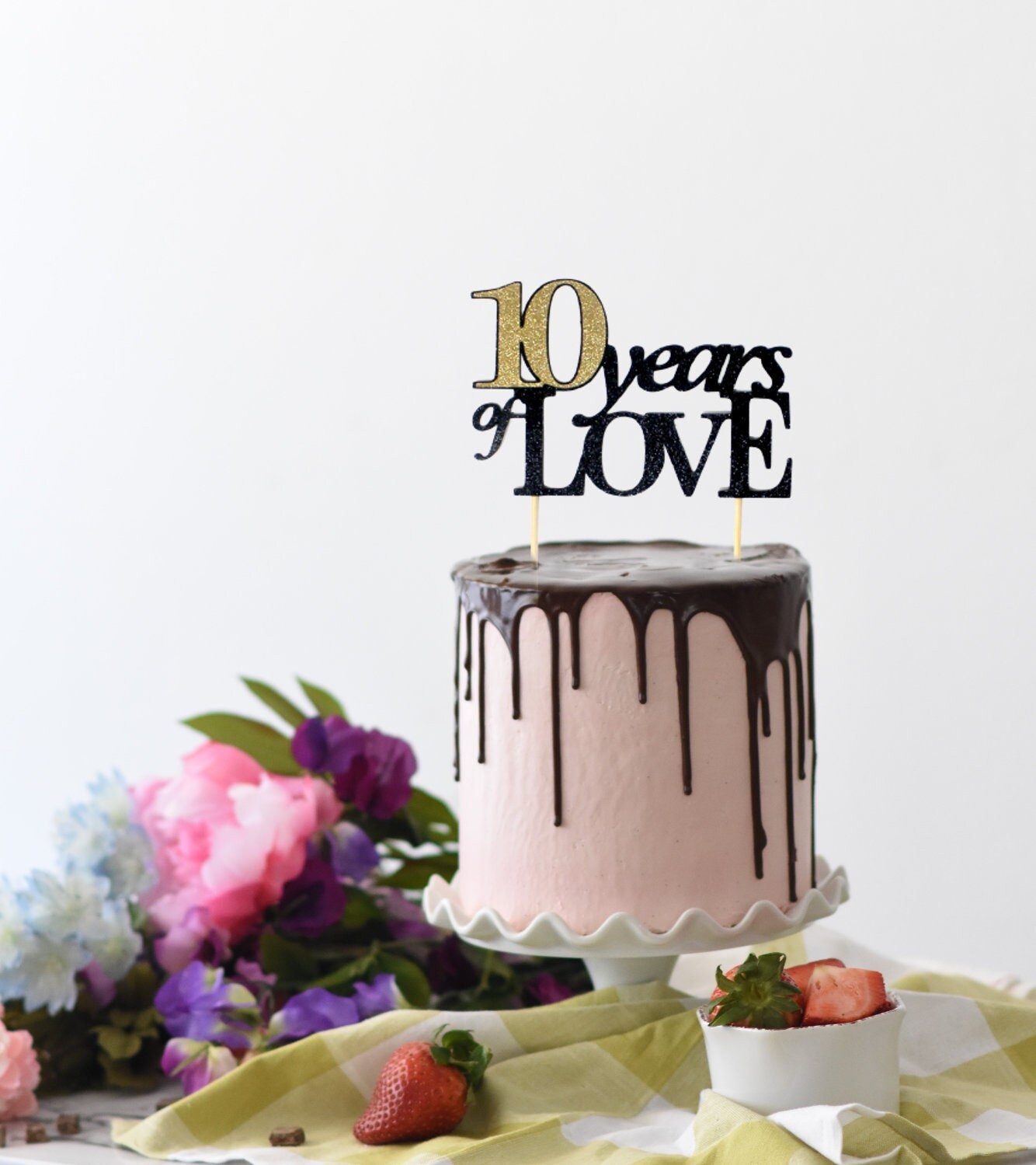 All About Details 10 Years of Love Cake Topper 1PC 10th Year Anniversary 10th Birthday Etsy