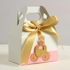 Princess Carriage Favor Gable Box 4in, Set of 10 pcs, Princess Theme, Party Favor, Party Decor, Birthday, Baby Shower image 1