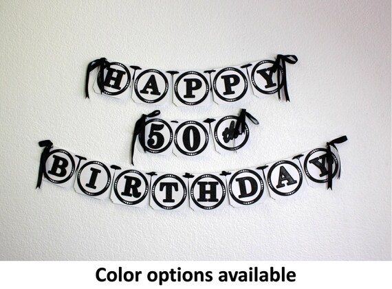 Happy 50th Birthday Banner 1pc Birthday Decoration Custom | Etsy