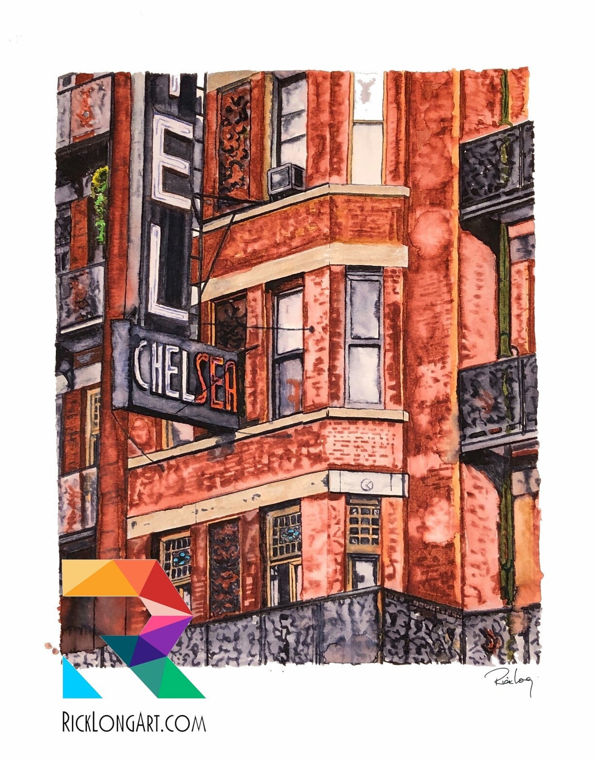 Chelsea Hotel NYC Watercolor Print – Hand Drawn Limited Edition