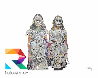 The Shining Twins Watercolor Art Print, Grady Girls Portrait