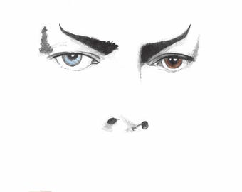 David Bowie Watercolor Portrait Print, Jareth the Goblin King