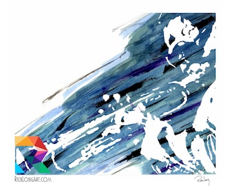 Miles Davis Watercolor Portrait Print, "Miles In Blue"