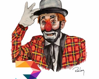 Blinky the Clown Watercolor Art Print, Denver TV Legend