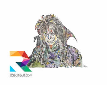 David Bowie Labyrinth Watercolor Portrait Print, Numbered Limited Edition