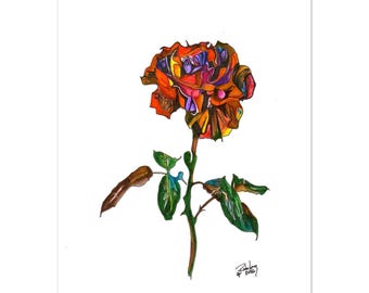 Abstract Expressionist Rose Watercolor Painting | Hand-Painted Floral Art