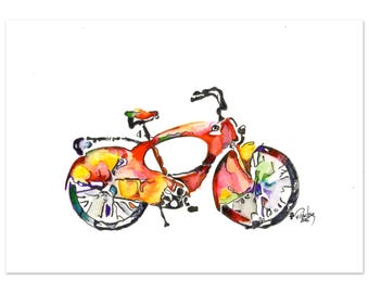 Tuscany Bike 2026 Watercolor Painting | Abstract Bicycle Art Print