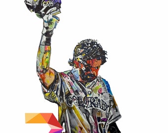 Todd Helton Watercolor Art Print, Colorado Rockies Baseball, Signed Limited Edition
