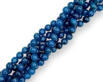 10MM Faceted Agate - Deep Blue - 16" Strand
