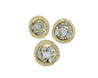 Gold Coin Druzy Pendants