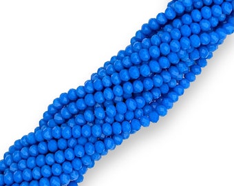 8MM Glass Rondelle - Ocean Blue - 16" Strand