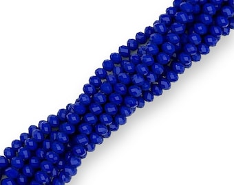 Glass Rondelles - Deep Blue - 16" Strand