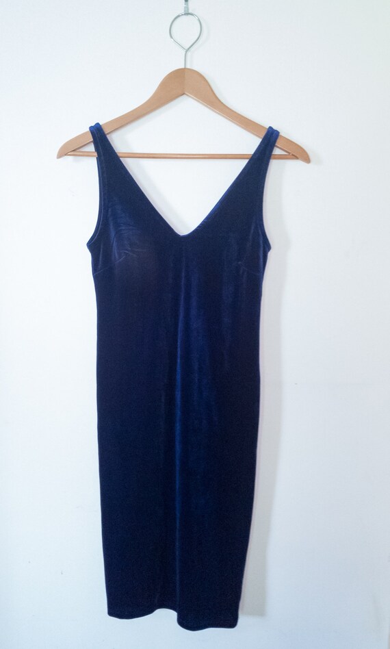 deep blue velvet dress