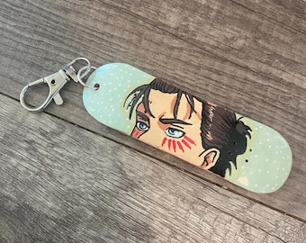 Hand painted anime mini skateboard keychain