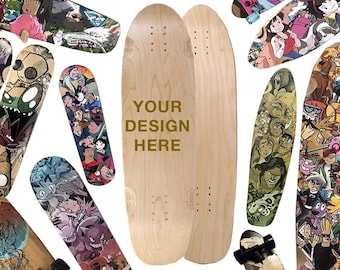 Longboard Deck in acero canadese kicktail dipinto a mano personalizzato da 34" o completo