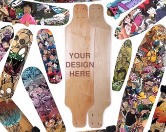 Longboard Deck da 35" con testa piatta in acero canadese dipinto a mano personalizzato o completo