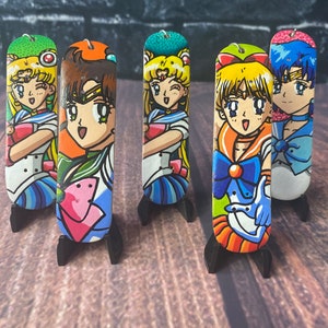 Skateboard keychain, anime, hand painted
