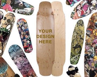 Longboard Deck Double Kicktail Canadian Maple Top Mount personalizzato dipinto a mano da 39" o completo