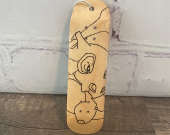 Hand painted anime mini skateboard keychain
